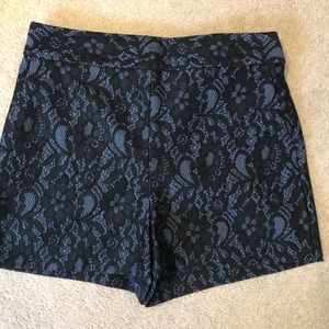 Express lace blue/ high waisted lace shorts NWT